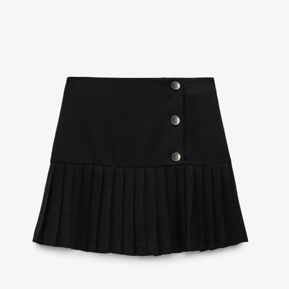 Zara Dresses & Skirts - ZARA Drop Waist Pleated Button Skort Mini Skirt